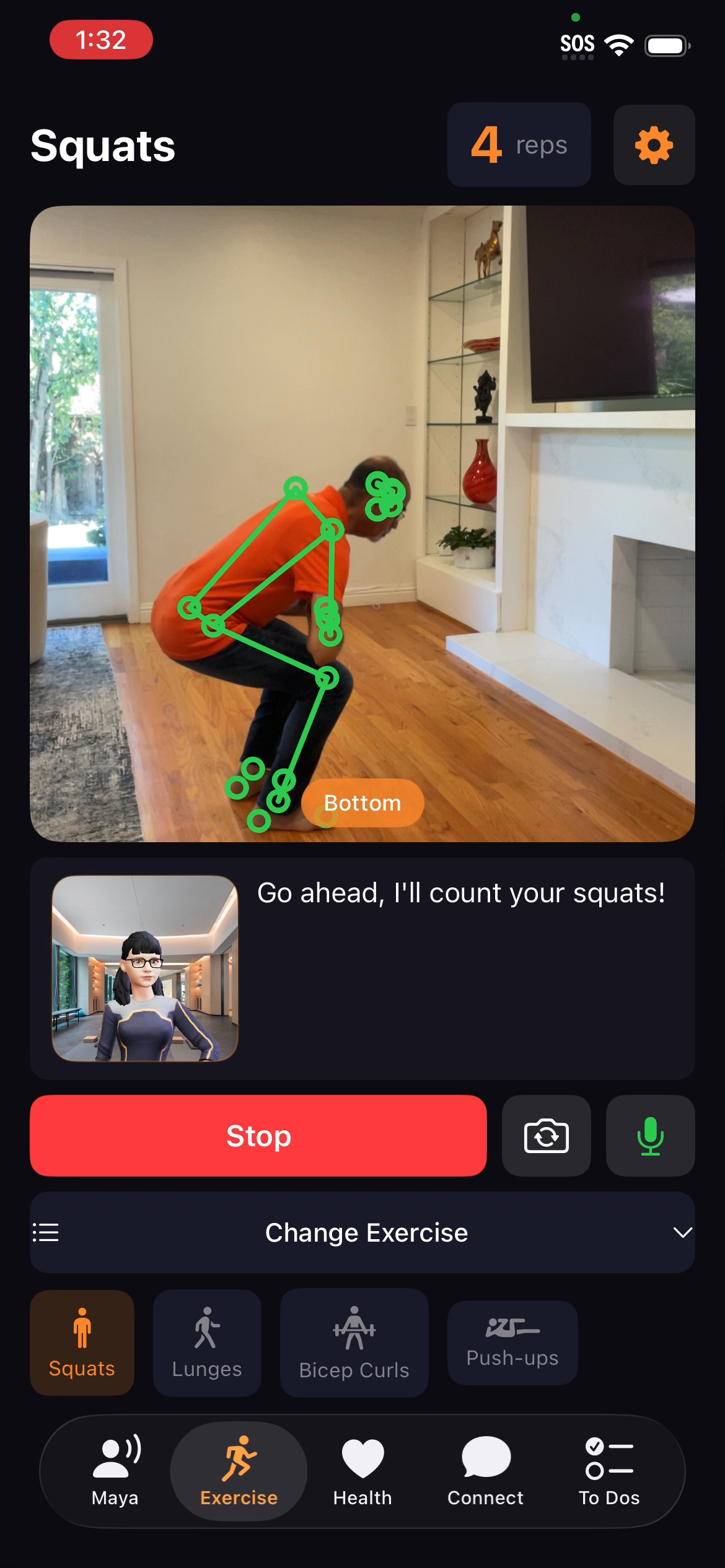 Maya exercise coaching